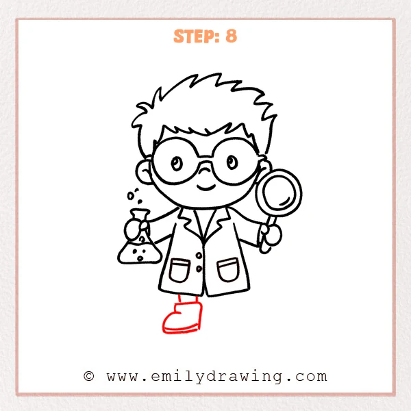 how to draw a cartoon scientist - Step 8